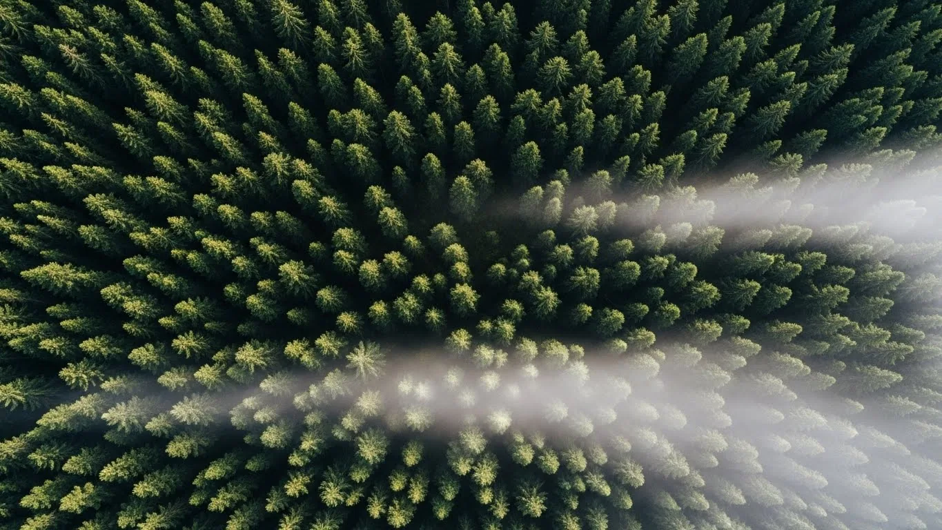 Pine forest seen from above
